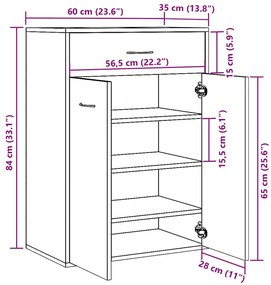 Armário para sapatos 60x35x84 cm deriv. madeira madeira velha