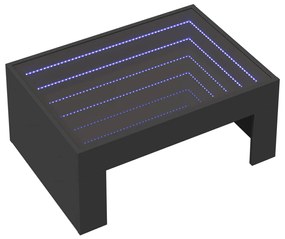 Mesa de centro luzes LED Infinity 70x50x30 cm preto