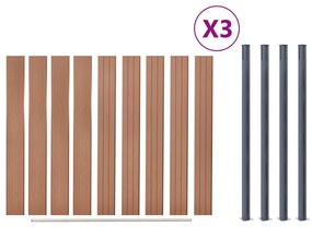 Conjunto de painéis de vedação 526x186 cm WPC castanho