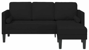 Sofá L de 3 lugares vidaXL Preto 160 cm Tecido
