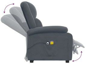 Poltrona de massagens elétrica veludo cinza-escuro