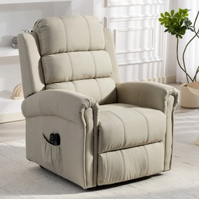 Poltrona elevatória elétrica, poltrona relaxante elétrica com função de massagem e aquecimento, 87 x 87,5 x 108 cm, bege