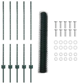 Postes de Cerca vidaXL 5 pcs U-Channel Verde 100 cm Aço