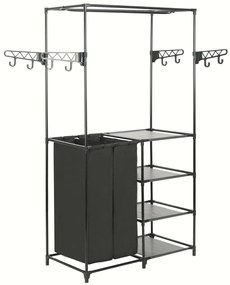 Suporte para roupas aço e tecido não tecido 87x44x158 cm preto