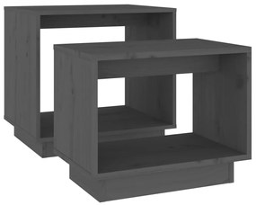 Mesas de centro de encastrar 2 pcs pinho maciço cinza