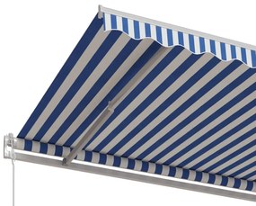 Toldo retrátil automático 450x350 cm azul e branco