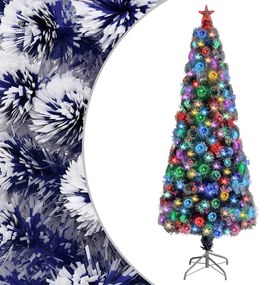 vidaXL Árvore Natal artificial pré-iluminada fibra ótica branco/azul