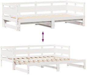 Sofá-cama com gavetão e gavetas sem colchão 90x190 cm branco