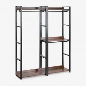 Armário Modular Aberto De 2 Peças Com Cabideiro Em Aço E Mdf Ariaster Preto - Sklum