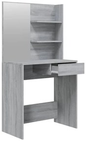 Toucador com espelho 74,5x40x141 cm cor sonoma cinzento