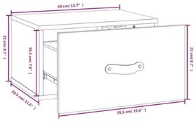 Mesa de cabeceira de parede 40x29,5x22 cm preto