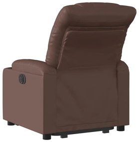 Poltrona reclinável elevatória couro artificial castanho