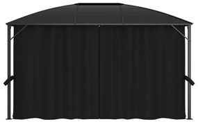 Gazebo com cortinas 400x300x265 cm antracite
