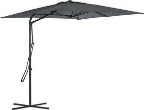 Guarda-sol quadrado com haste lateral, 2,5 x 2,5 m, com proteção UV e base em cruz incluída, cinzento escuro