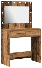 Mesa de Maquiagem vidaXL com Luzes LED Madeira Antiga 78,5x41x135 cm