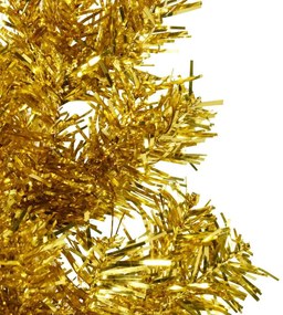 Meia árvore de Natal fina com suporte 210 cm dourado