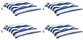 Almofadões p/ cadeira 4pcs 40x40x7 cm tecido riscas azul/branco