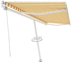 Toldo automático independente 500x300 cm amarelo e branco
