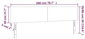 Cabeceira de cama c/luzes LED tecido 200x5x78/88cm cinza-escuro