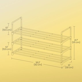Sapateira com 3 níveis em metal 30 x 92 x 55 cm preto