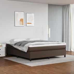 vidaXL Estrutura de cama com molas 180x200cm couro artificial castanho