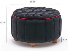Pouffe Jasmin – Anthracite &amp; Pink – 65 cm x 42 cm x 65 cm