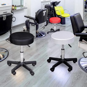 1x Banco de massagem com rodas, altura ajustável e base giratória, com 3 capa protetoras vermelho, preto, branco