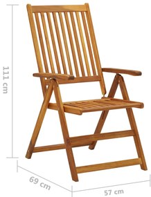 Cadeiras jardim reclináveis c/ almofadões 4 pcs acácia maciça