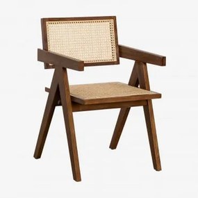 Cadeira de jantar com braços em madeira de freixo e rattan - Sklum