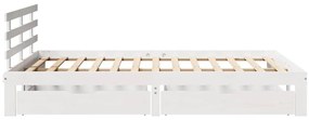 Estrutura de cama com gavetas 160x200 cm pinho maciço branco