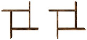 Prateleiras de parede 2 pcs derivados madeira carvalho fumado