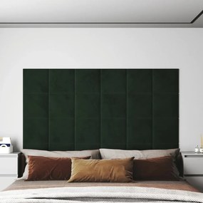 Painel de parede 12 pcs 30x30 cm veludo 1,08 m² verde-escuro