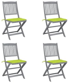 vidaXL Cadeiras exterior dobráveis c/ almofadões 4 pcs acácia maciça