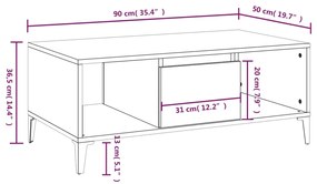 Mesa de centro 90x50x36,5 cm derivados madeira carvalho sonoma