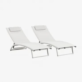 Pack De 2 Espreguiçadeiras Reclináveis Em Alumínio Com Almofada Dulem Gardénia Branco - Sklum