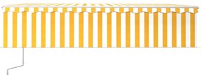 Toldo autom. c/ estore/LED/sensor de vento 6x3 m amarelo/branco