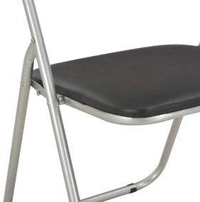 Cadeiras de jantar dobráveis 2 pcs couro artificial preto