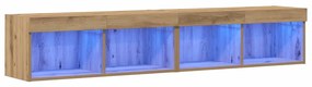 Armários para TV vidaXL com Luzes LED 2 pcs Carvalho Artesanal 80x30x3