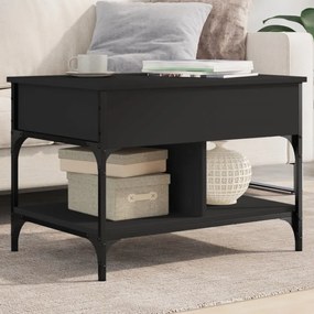 vidaXL Mesa de centro 70x50x50 cm derivados de madeira/metal preto