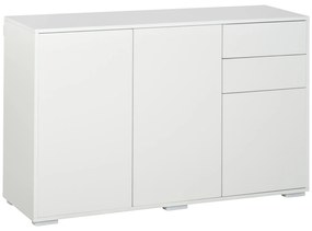 HOMCOM Buffet Móvel de Armazenamento 2 Gavetas deslizantes 3 Portas Prateleira Ajustável Painéis de Partículas 117x36x74 cm Branco | Aosom Portugal