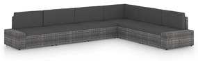 vidaXL 6 pcs conjunto lounge de jardim c/ almofadões vime PE cinzento