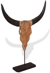 Touro Crânio Escultura Teca 66x15x88 cm