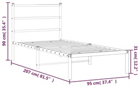 Estrutura de cama com cabeceira 90x200 cm metal branco