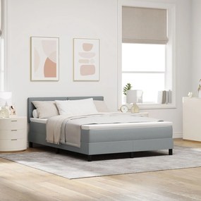 Cama Box Spring com colchão Cinza Claro 140x190 cm Tecido