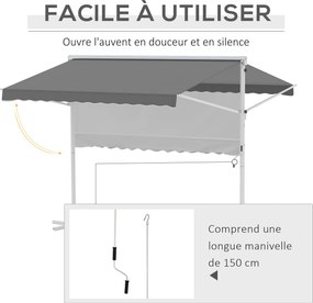 Toldo de dupla inclinação 3 x 3 m, manual, retrátil, inclinação ajustável, aço com revestimento epóxi branco, poliéster impermeabilizado