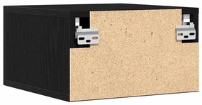 Criado-mudo Wall-Mounted Carvalho Preto 35x35x20 cm