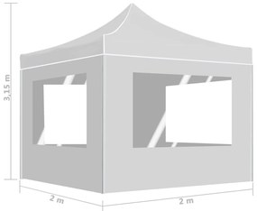Tenda dobrável profissional com paredes 2x2m alumínio branco