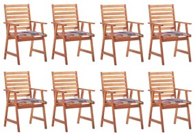 vidaXL Cadeiras de jantar p/ jardim 8 pcs c/ almofadões acácia maciça