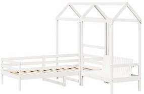 Conj. sofá-cama e banco c/ telhado 90x190cm pinho maciço branco