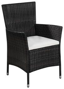 3 pcs conjunto bistrô vime PE preto